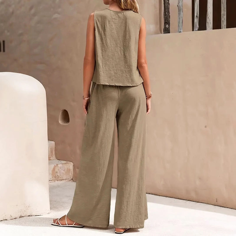 Emie Daly Sleeveless Top and Wide Leg Pants Set