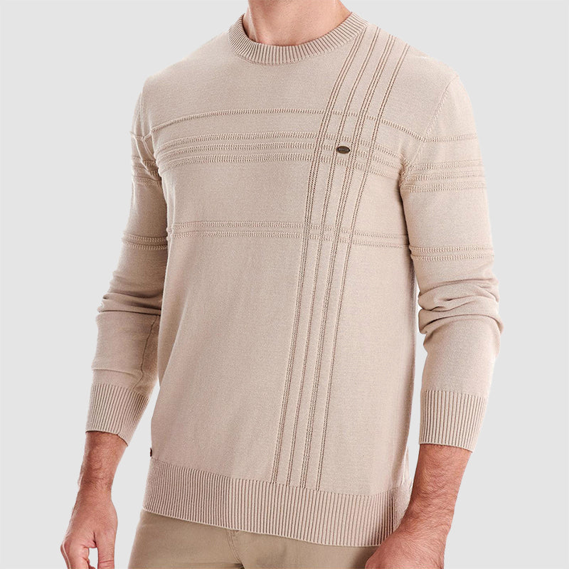 Men’s Cotton Sweater with Knit Pattern
