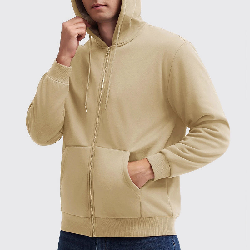 Men’s Sherpa-Lined Hoodie with Full Zipper
