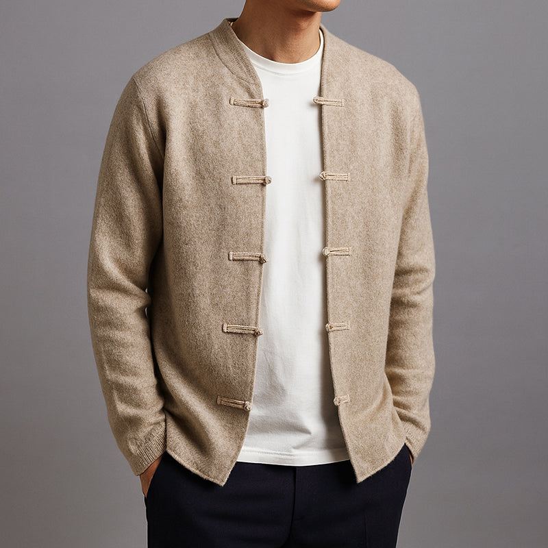 Men’s Wool Cardigan with Button Loop Closure