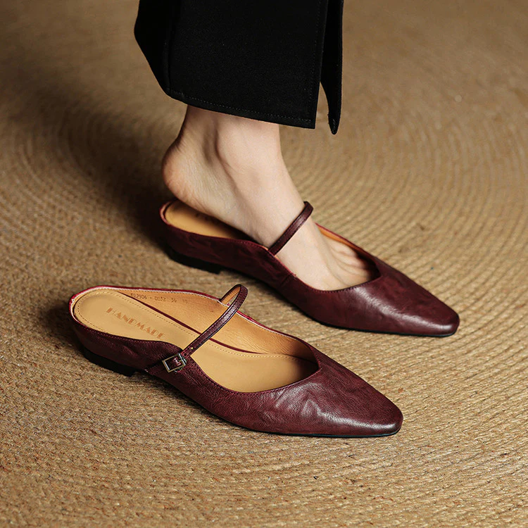 Women’s Genuine Leather Pointed-Toe Mules