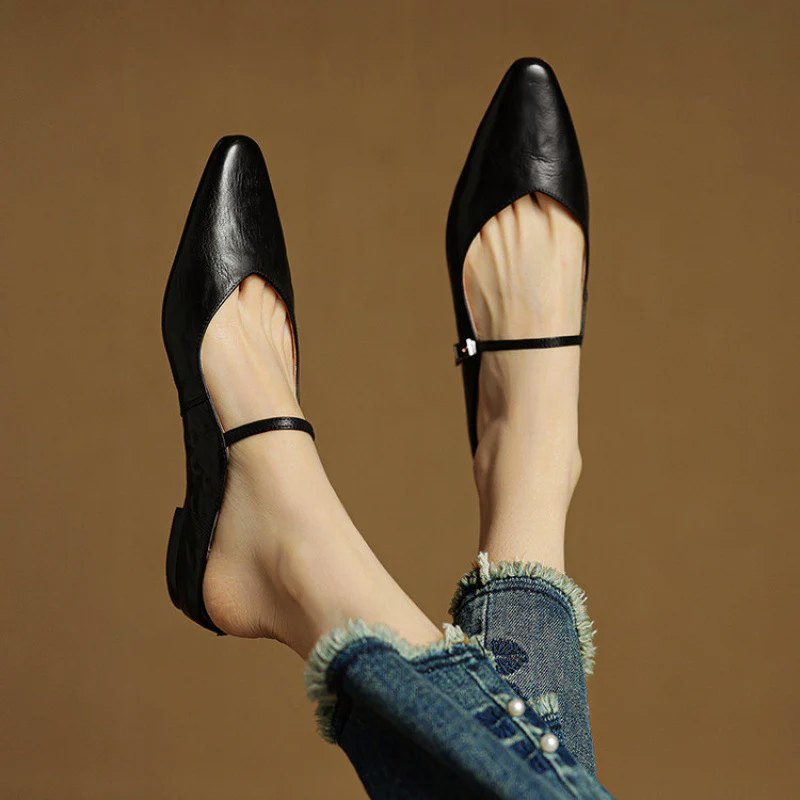 Women’s Genuine Leather Pointed-Toe Mules