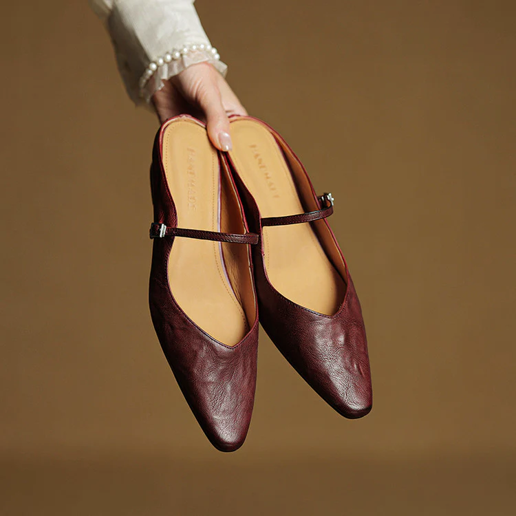 Women’s Genuine Leather Pointed-Toe Mules