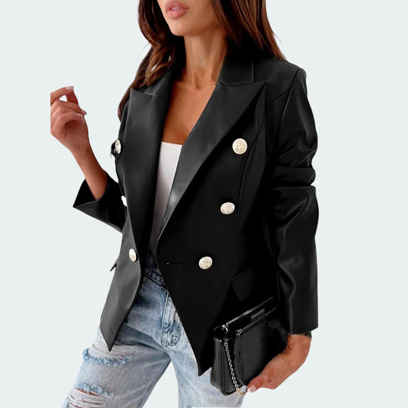 Malin-Tassou Spring Faux Leather Jacket