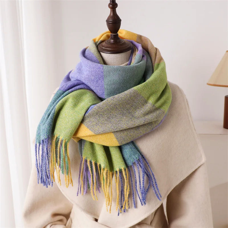 Color-Block Scarf with Tassel Finish