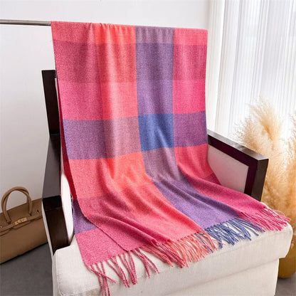 Color-Block Scarf with Tassel Finish