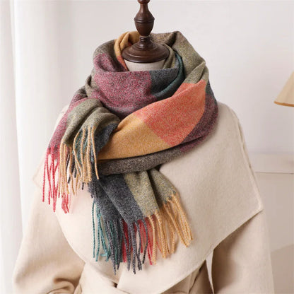 Color-Block Scarf with Tassel Finish