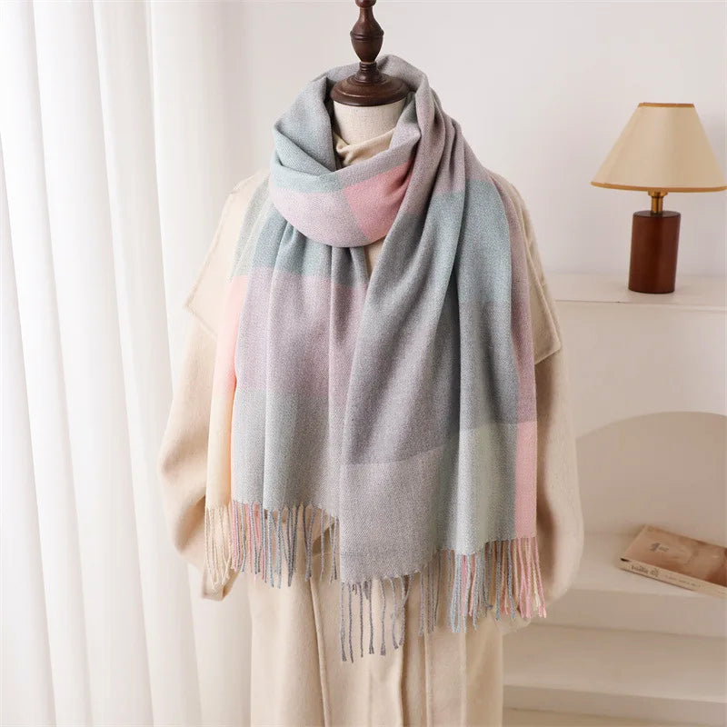 Color-Block Scarf with Tassel Finish