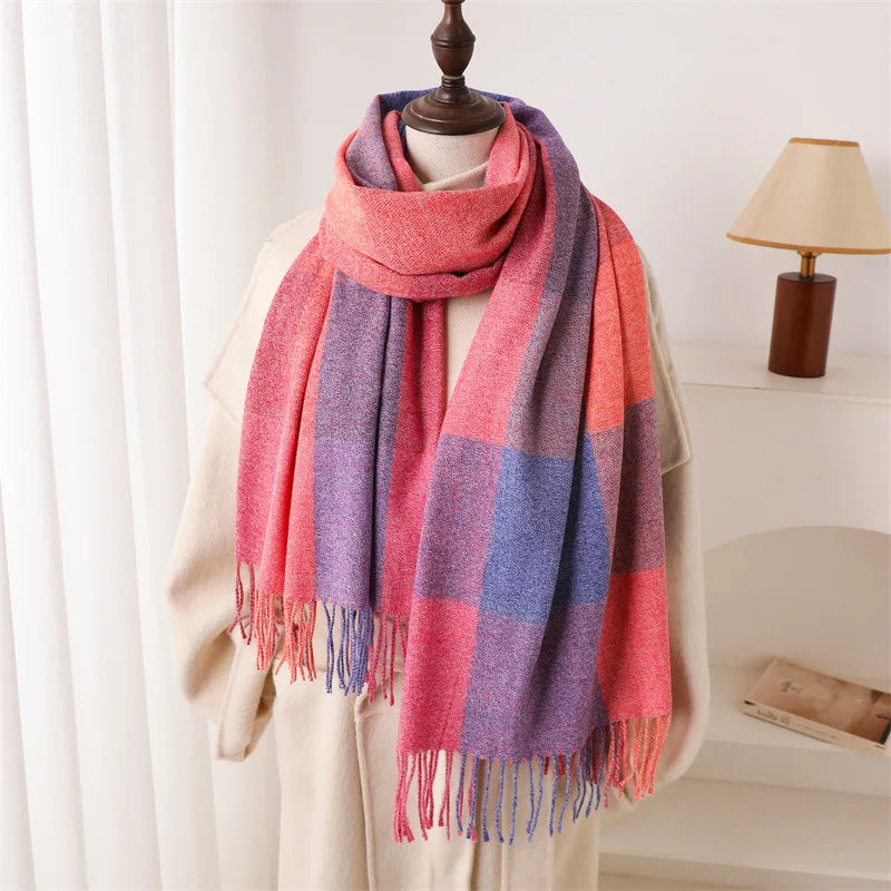 Color-Block Scarf with Tassel Finish