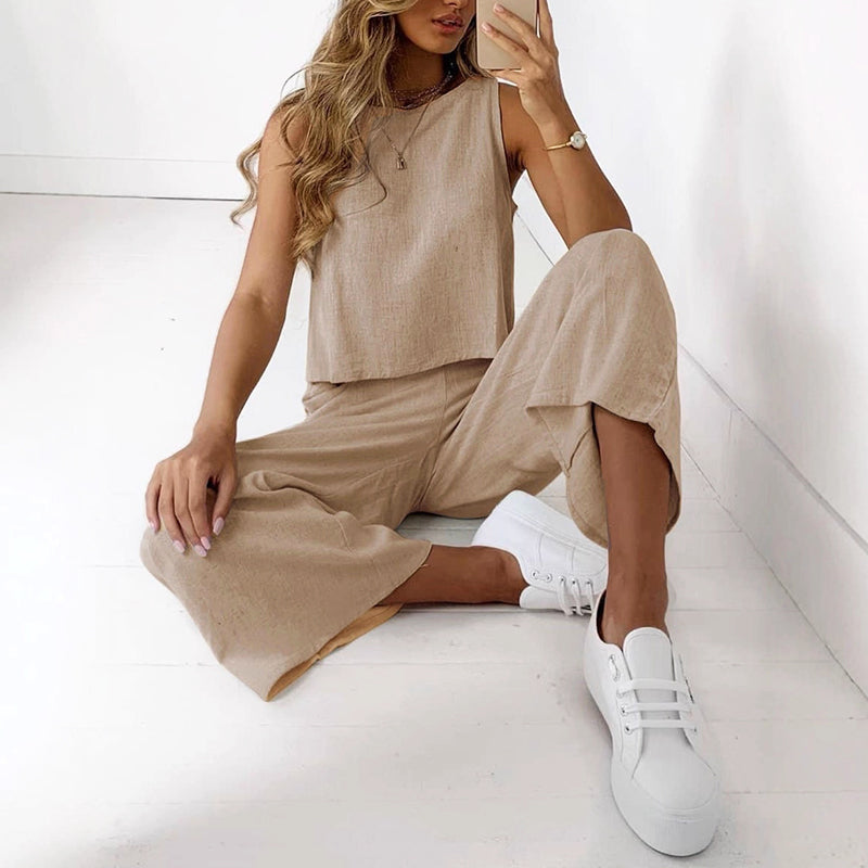 Emie Daly Sleeveless Top and Wide Leg Pants Set