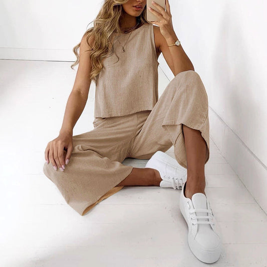 Emie Daly Sleeveless Top and Wide Leg Pants Set