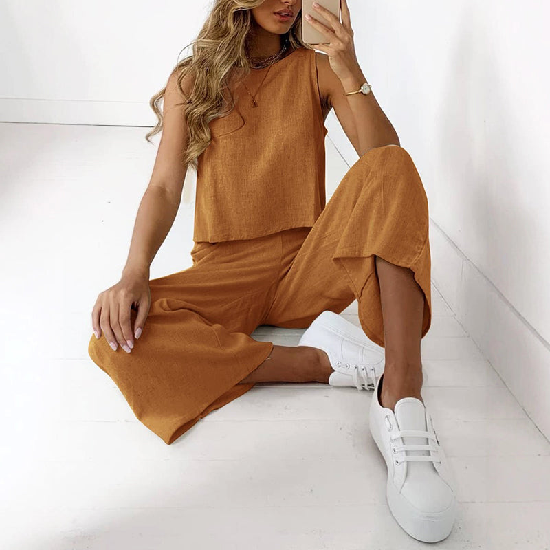 Emie Daly Sleeveless Top and Wide Leg Pants Set