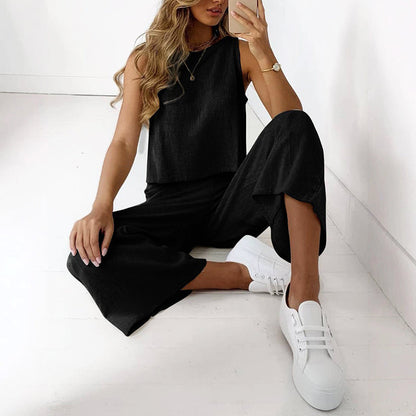 Emie Daly Sleeveless Top and Wide Leg Pants Set