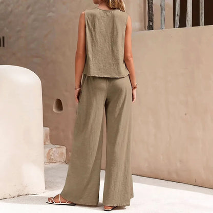 Emie Daly Sleeveless Top and Wide Leg Pants Set