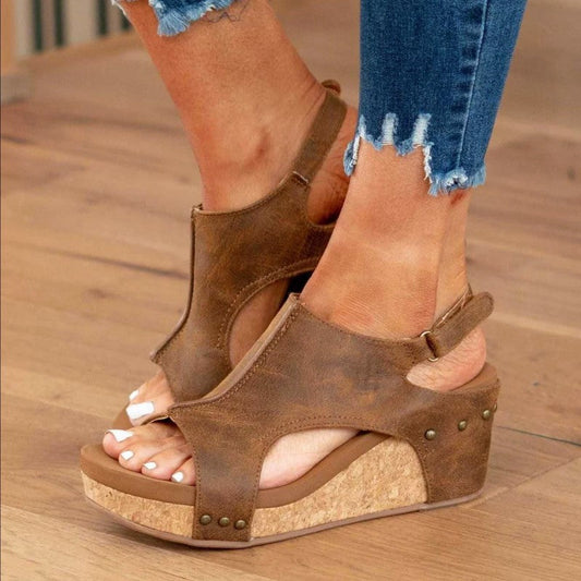 Emie Daly Slingback Cork Wedge Sandals
