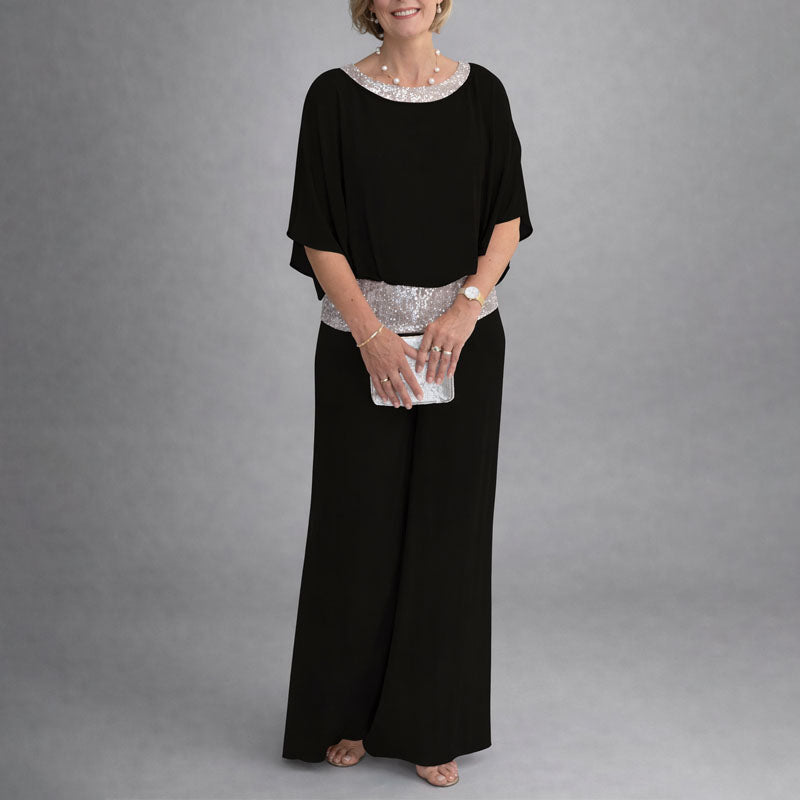 Malin Tassou Two-Piece Set with Sequin Trim Top