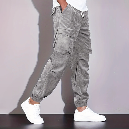Men’s Corduroy Joggers with Cargo Multi-Pocket Design