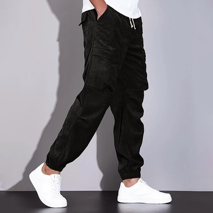 Men’s Corduroy Joggers with Cargo Multi-Pocket Design