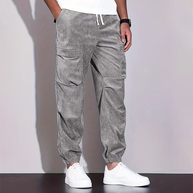 Men’s Corduroy Joggers with Cargo Multi-Pocket Design