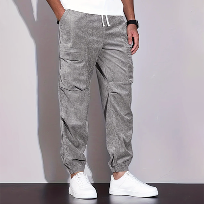 Men’s Corduroy Joggers with Cargo Multi-Pocket Design