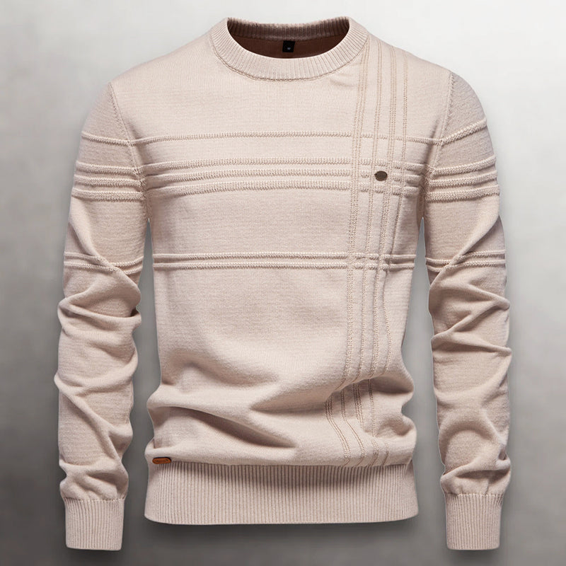 Men’s Cotton Sweater with Knit Pattern