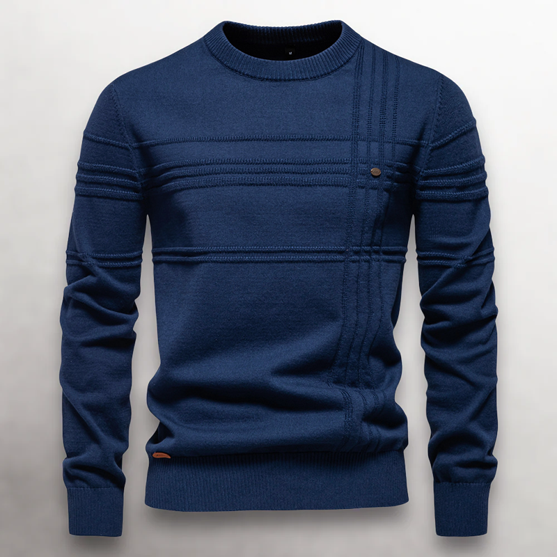 Men’s Cotton Sweater with Knit Pattern