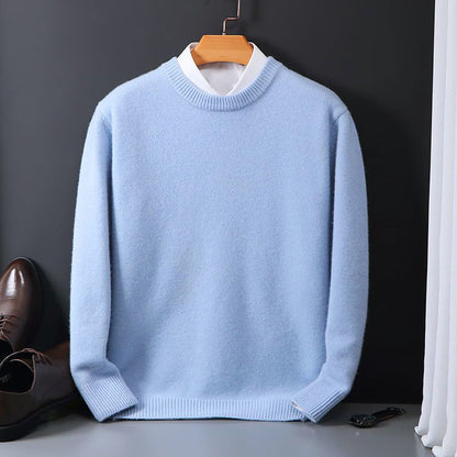 Men’s Crewneck Wool-Blend Sweater with Ribbed Edges