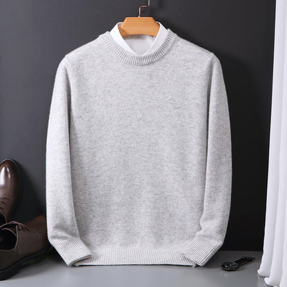 Men’s Crewneck Wool-Blend Sweater with Ribbed Edges
