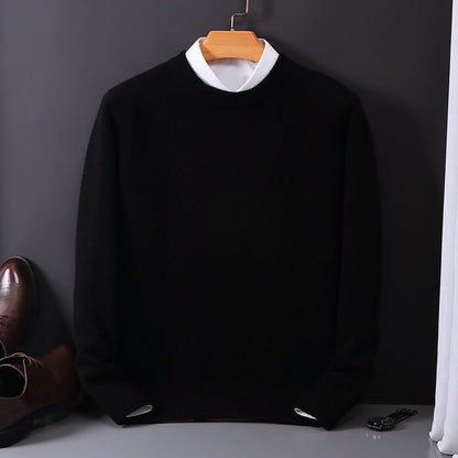 Men’s Crewneck Wool-Blend Sweater with Ribbed Edges