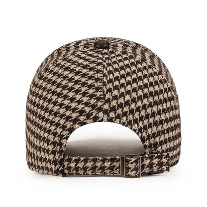 Men’s Houndstooth Hat with Faux Leather Accent