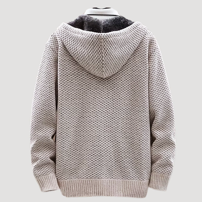 Men’s Jacquard Knit Hoodie with Fleece Lining