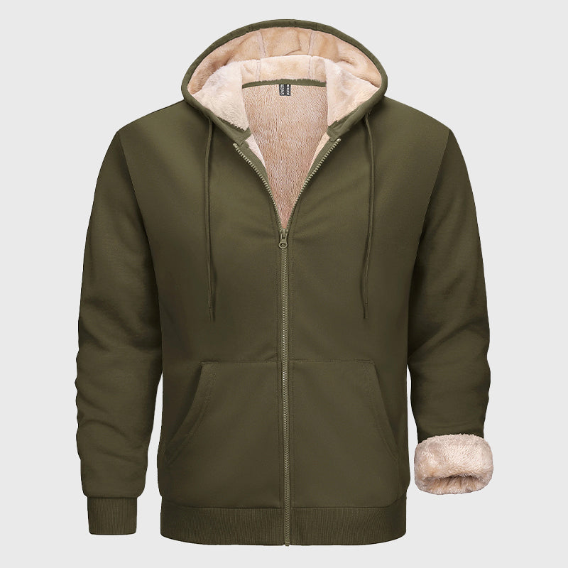 Men’s Sherpa-Lined Hoodie with Full Zipper