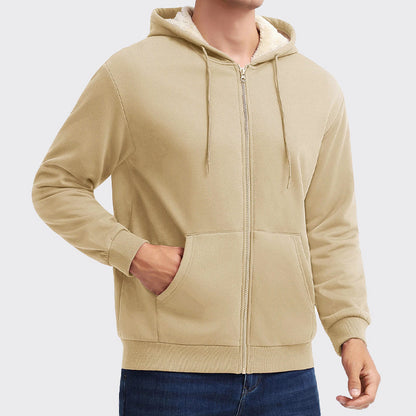 Men’s Sherpa-Lined Hoodie with Full Zipper