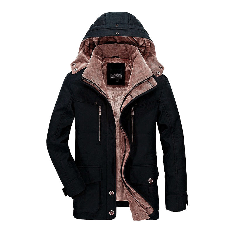 Men’s Winter Hooded Fleece-Lined Padded Jacket