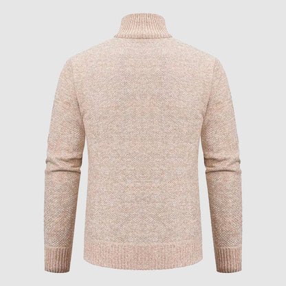 Men’s Full-Zip Knit Cardigan with Stand Collar and Pockets