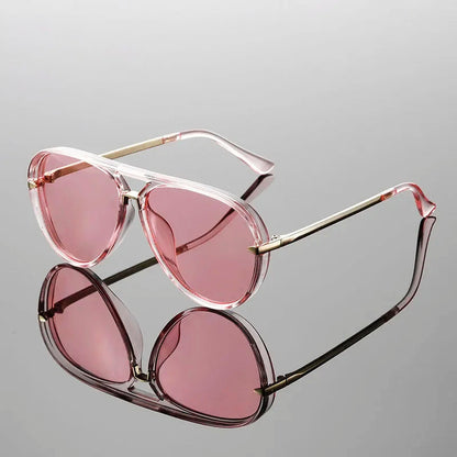 Oversized Aviator Frame Sunglasses with Tinted Lenses