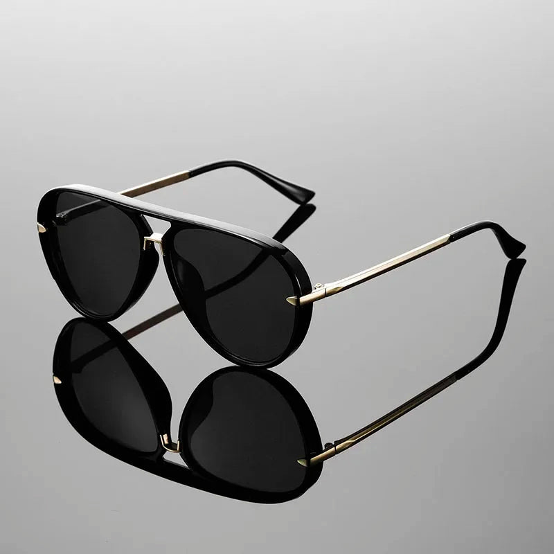 Oversized Aviator Frame Sunglasses with Tinted Lenses