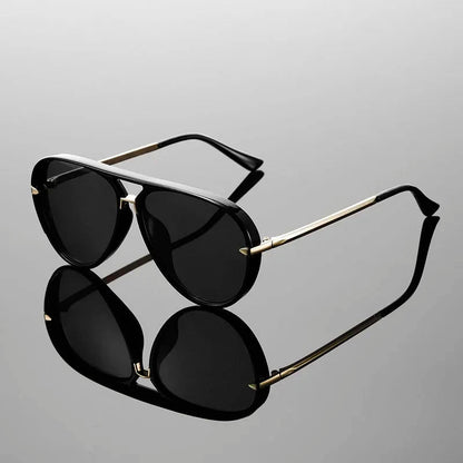 Oversized Aviator Frame Sunglasses with Tinted Lenses