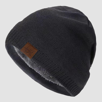 Ribbed Knit Beanie with Fleece Lining