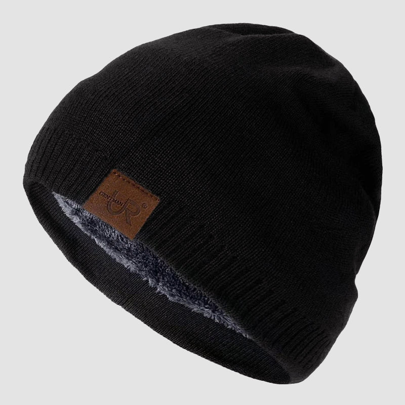 Ribbed Knit Beanie with Fleece Lining