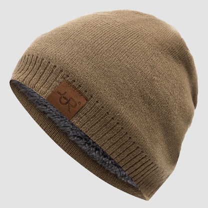 Ribbed Knit Beanie with Fleece Lining