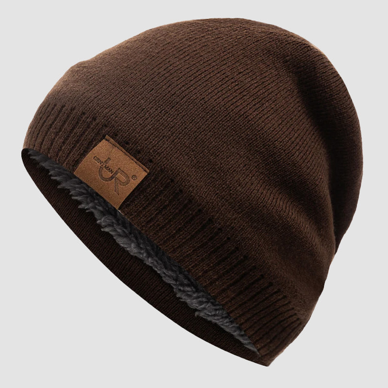 Ribbed Knit Beanie with Fleece Lining