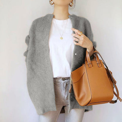 Women’s Fuzzy Long-Sleeve Open Cardigan