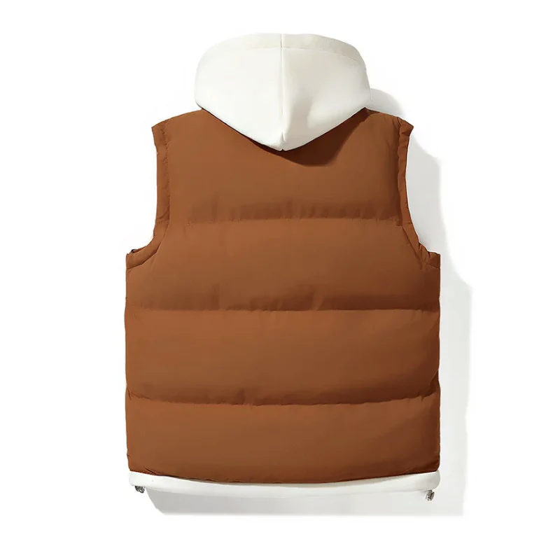 Women’s Padded Hooded Vest with Layered Style and Pockets