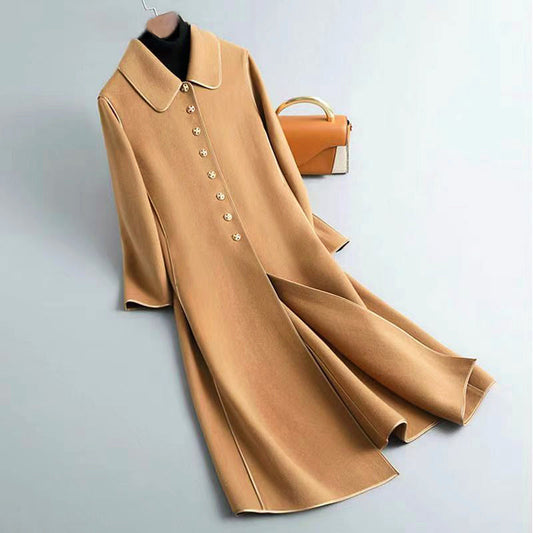 Women’s Tailored A-Line Coat with Rounded Collar