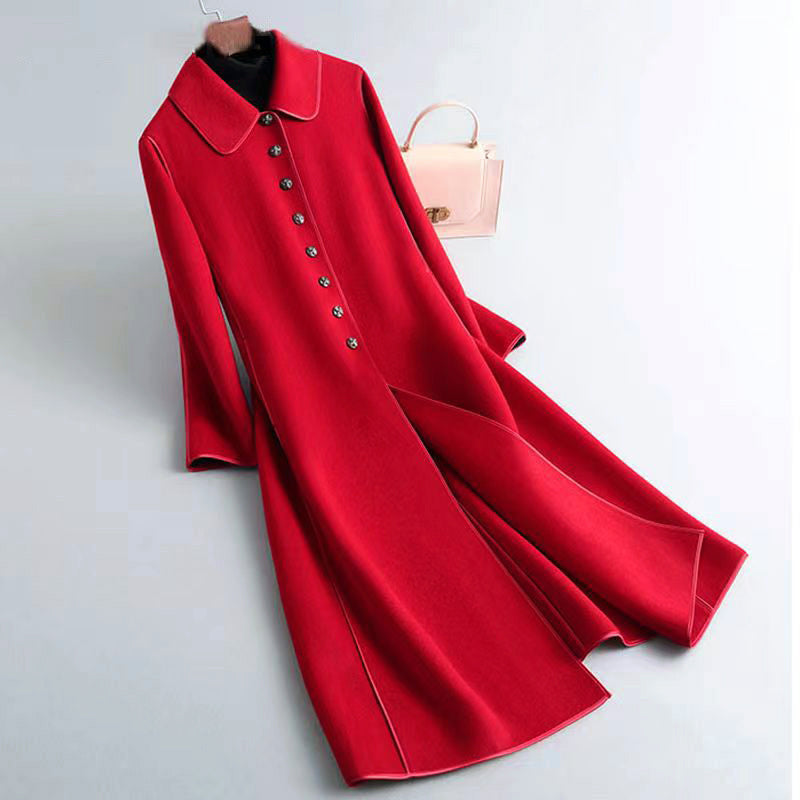 Women’s Tailored A-Line Coat with Rounded Collar