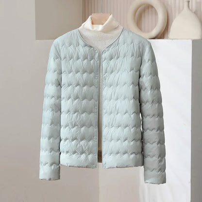 Women’s Thin Down Jacket with Adjustable Neckline and Snap Buttons
