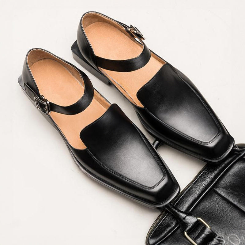 Louis Martin Black Leather Sandals