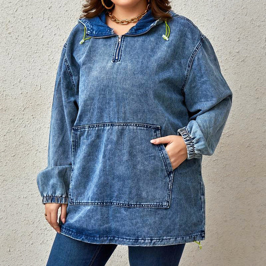 Malin Tassou Plus Size Comfy Denim Shirt